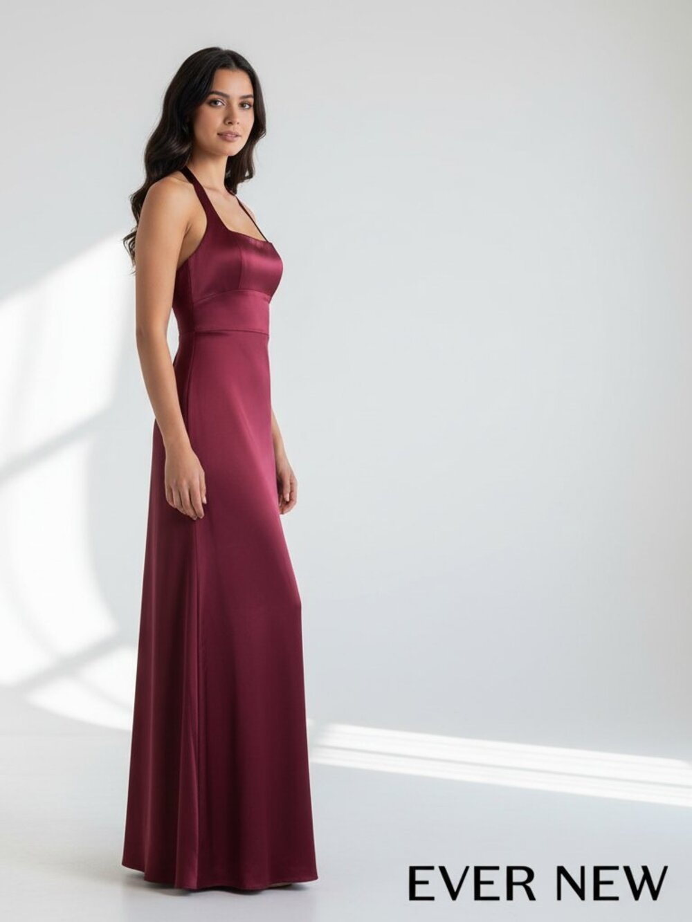 Ever New April Halter Satin Maxi Gown Red Size 4 Open Back Formal NWT